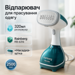 Бытовой отпариватель для одежды Rainberg RB-6316, вертикальний ручной парогенератор для одежды