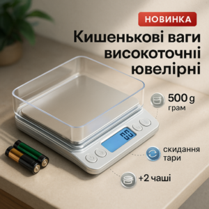 Ваги ювелірні Domotec MS-1729B електронні з 2-ма чашами 0,01-500 гр, Кишенькові ваги для золота
