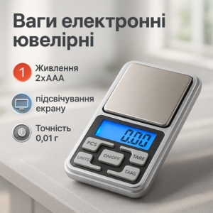 Ваги ювелірні електронні 500г з підсвічуванням екрану і точністю 0,01г